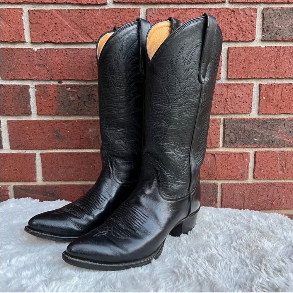 Tony Lama Black Cowboy Western Boots 2939 Size 8 D